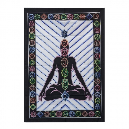 Indisches Baumwoll-Wandtuch Chakre Buddha handbemalt